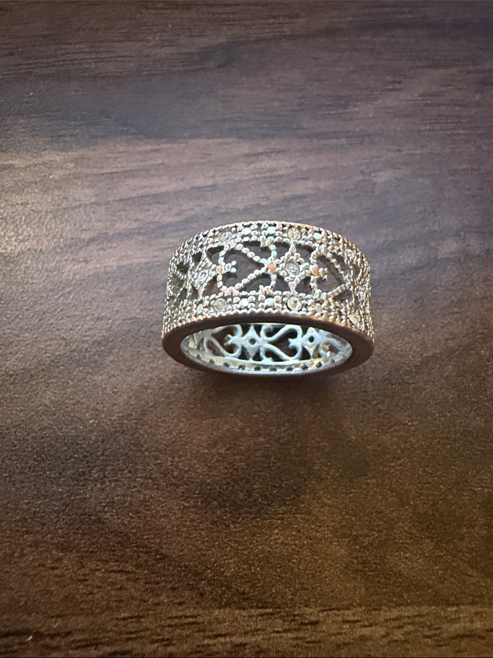 Silver Filigree Floral Band Ring